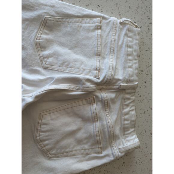 Topshop Straight Crop Jeans White Hi-Rise Frayed Hem Size 28 - Picture 7 of 7